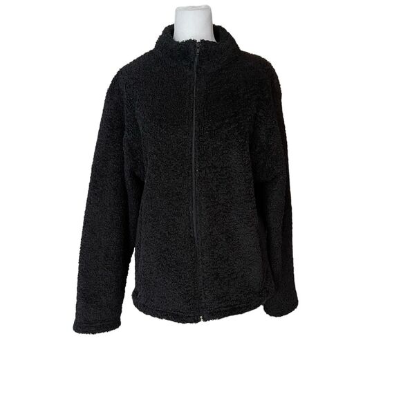 Black Diamond Womens XL Fleece Fuzzy Sherpa Jacket Black Full Zip NO SIZE TAG - Picture 1 of 11